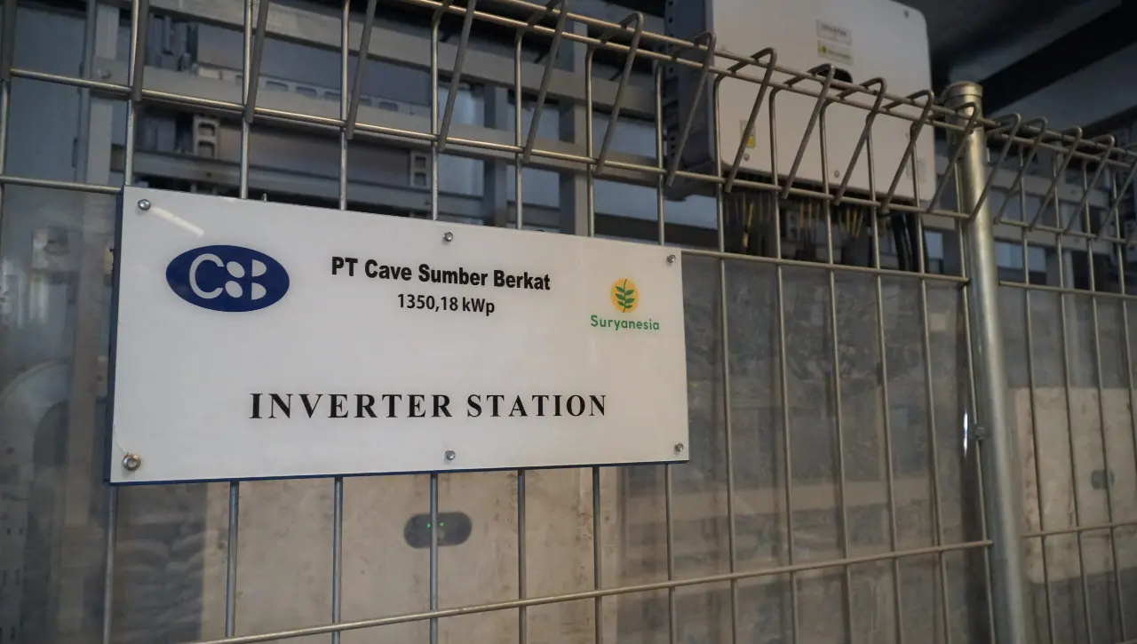 Inverter station of the 1,350.18 kWp PT. Cave Sumber Berkat solar plant